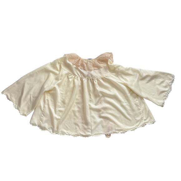 VINTAGE BONWIT TELLER CREAM SATIN BED JACKET 1930s 1940s LINGERIE WOMEN Sz S/M - Picture 5 of 12
